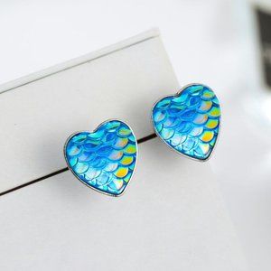 3/$20 New Blue Mermaid Scale Stud Earrings